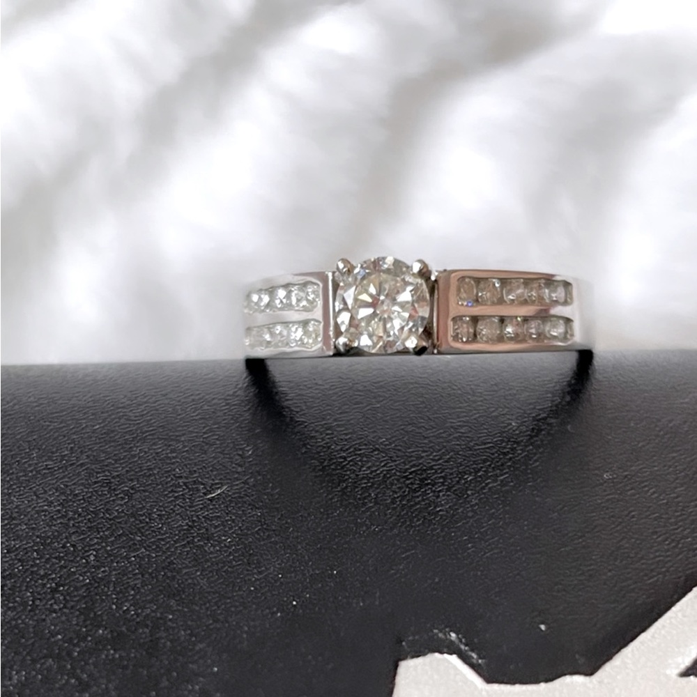 Genuine 14K White Gold Diamond Engagement Ring